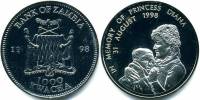 (1998) Монета Замбия 1998 год 1000 квача "Принцесса Диана"  Медь-Никель  PROOF